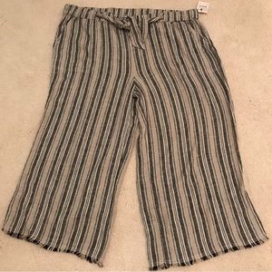 Caslon Linen Rayon Wide Leg Pants, Size 1X Fringe Bottom Women’s